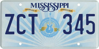 MS license plate ZCT345