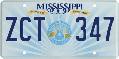 MS license plate ZCT347