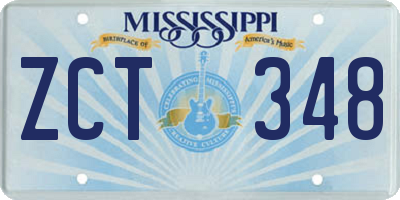 MS license plate ZCT348