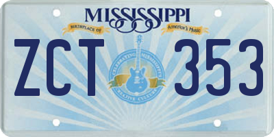 MS license plate ZCT353
