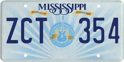 MS license plate ZCT354