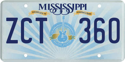 MS license plate ZCT360
