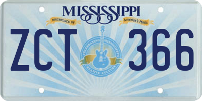 MS license plate ZCT366