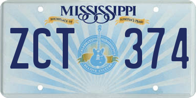 MS license plate ZCT374