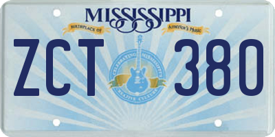 MS license plate ZCT380