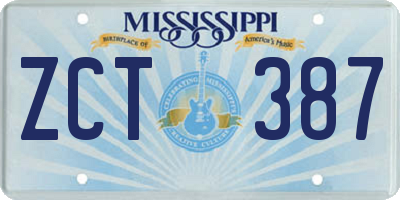 MS license plate ZCT387