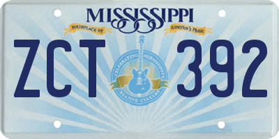 MS license plate ZCT392