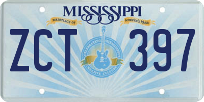 MS license plate ZCT397