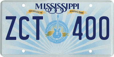 MS license plate ZCT400