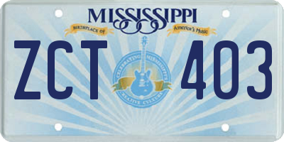 MS license plate ZCT403