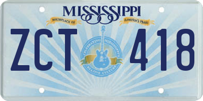 MS license plate ZCT418