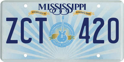 MS license plate ZCT420