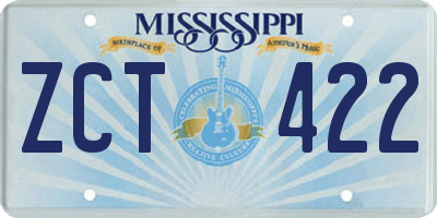 MS license plate ZCT422