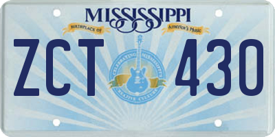 MS license plate ZCT430