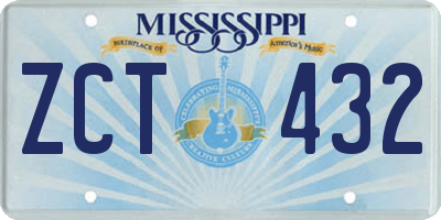 MS license plate ZCT432