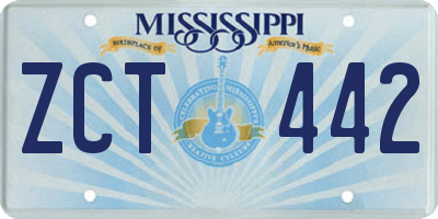 MS license plate ZCT442