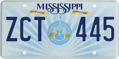 MS license plate ZCT445