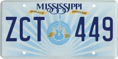 MS license plate ZCT449