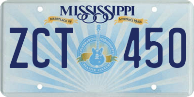 MS license plate ZCT450