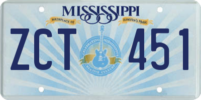 MS license plate ZCT451