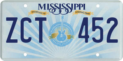 MS license plate ZCT452