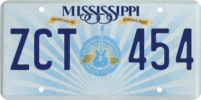 MS license plate ZCT454