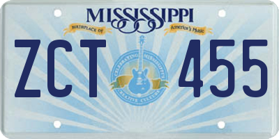 MS license plate ZCT455