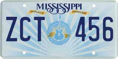 MS license plate ZCT456