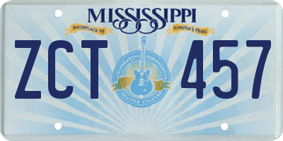 MS license plate ZCT457