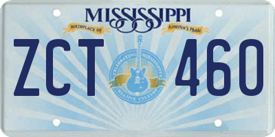 MS license plate ZCT460