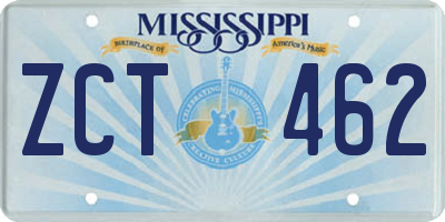 MS license plate ZCT462