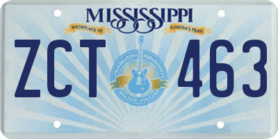 MS license plate ZCT463