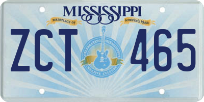 MS license plate ZCT465