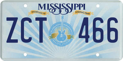 MS license plate ZCT466