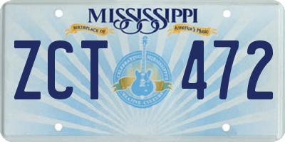MS license plate ZCT472