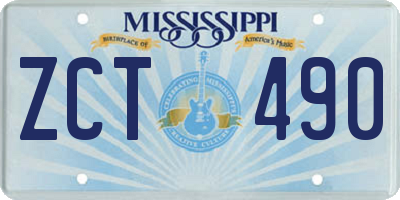 MS license plate ZCT490