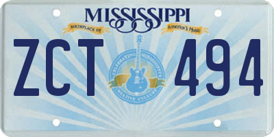 MS license plate ZCT494