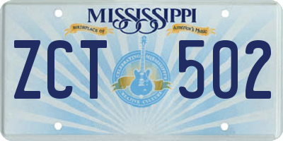 MS license plate ZCT502