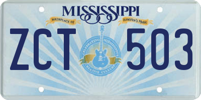 MS license plate ZCT503