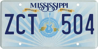MS license plate ZCT504