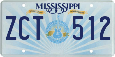 MS license plate ZCT512
