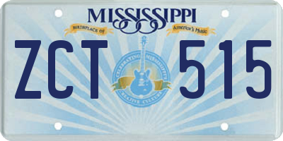 MS license plate ZCT515