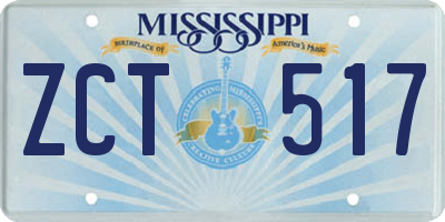 MS license plate ZCT517