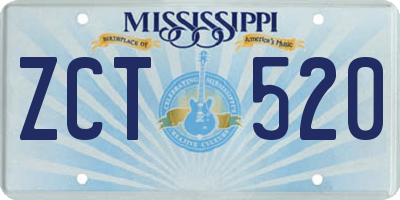 MS license plate ZCT520