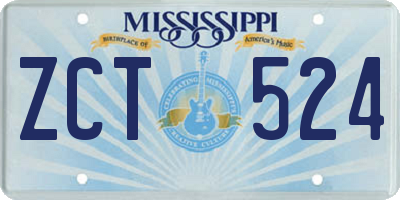 MS license plate ZCT524