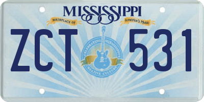 MS license plate ZCT531
