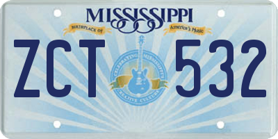 MS license plate ZCT532