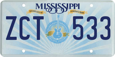 MS license plate ZCT533