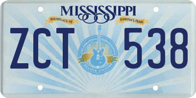 MS license plate ZCT538
