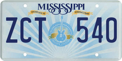 MS license plate ZCT540